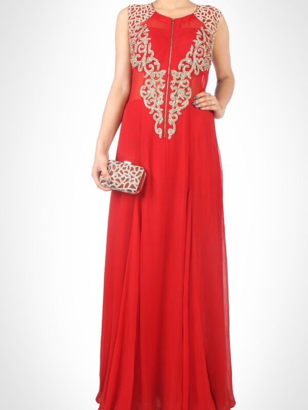 Marsala Embroidered Gown