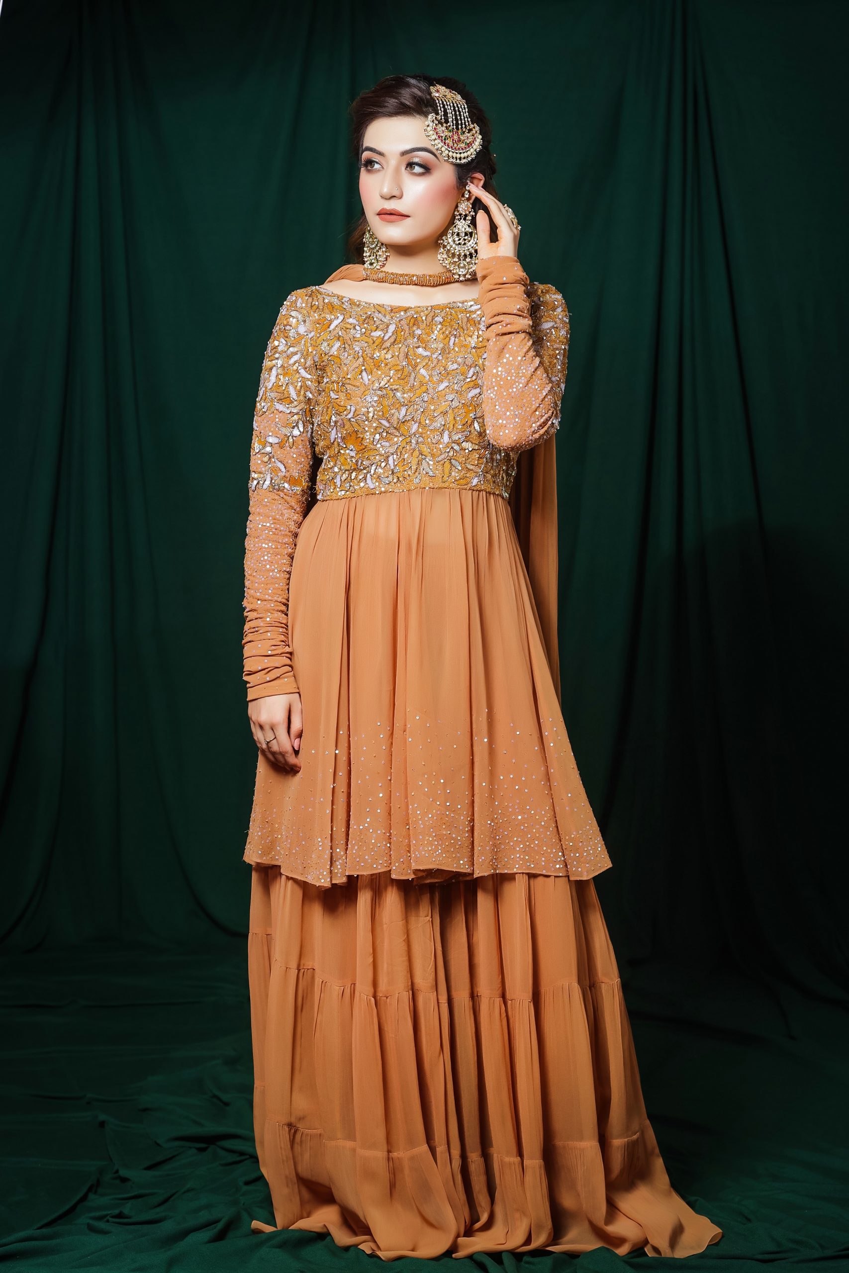 Green Digital Print Sharara Suit In Cotton 5187SL03