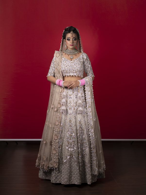 Ivory Lehnga Choli With Sequins And Pearl Embroidery