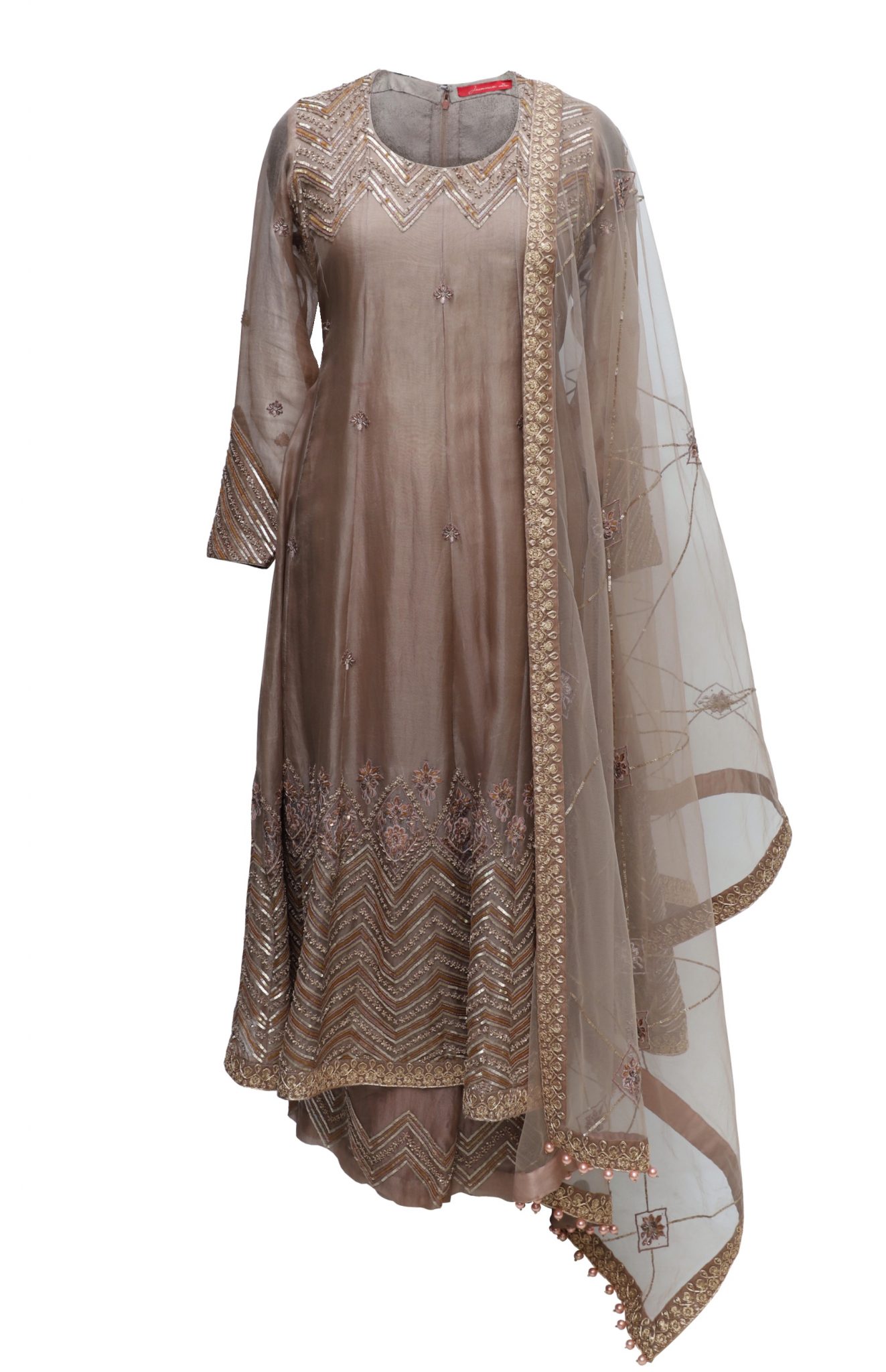 organza anarkali suit