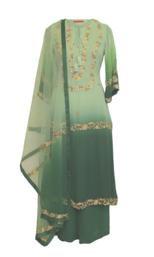 Green Ombre Georgette Suit